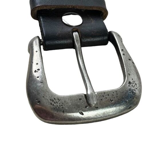 BKE Buckle Embroidered Brown Leather Studded Belt w/ Buckle Laser Cut Outs sz L - Picture 6 of 16